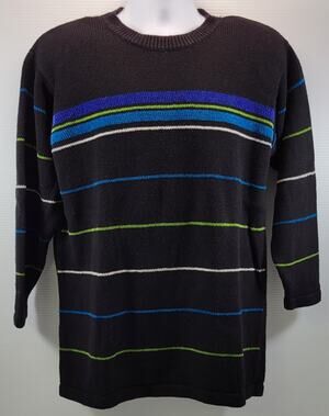 L0) Woman Capistrano Striped Black Pullover Sweater 14/16